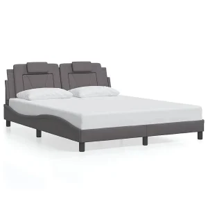 Bedframe "Viana" zonder matras kunstleer grijs 160×200 cm