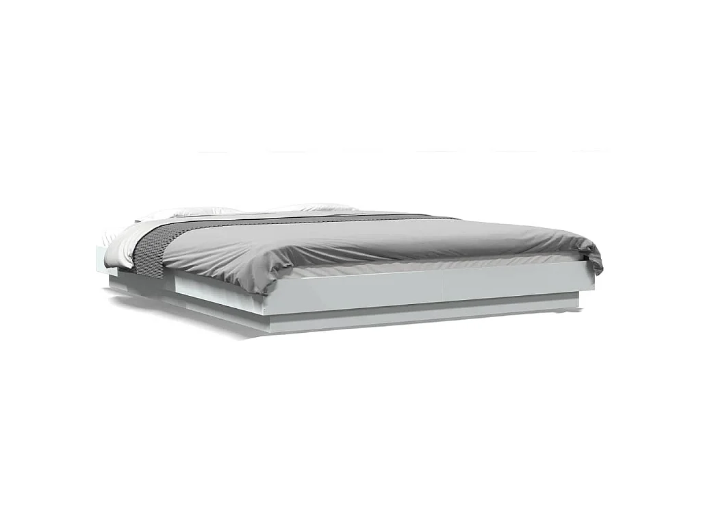 Bedframe met LED-verlichting bewerkt hout wit 160x200 cm