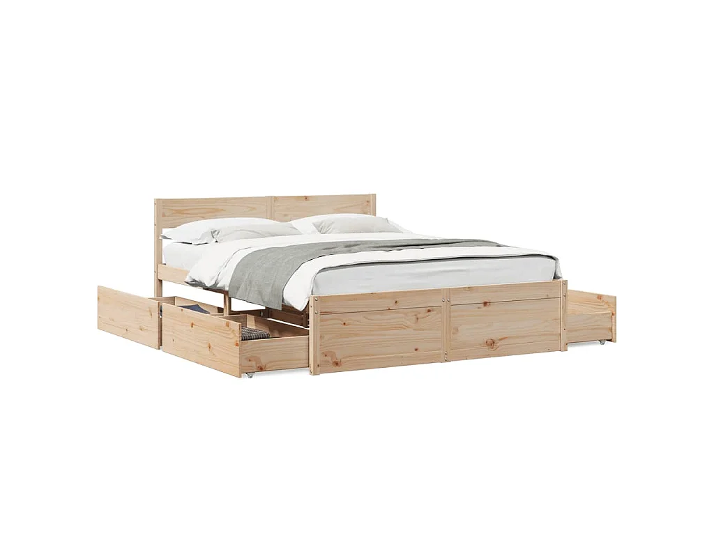 Bedframe zonder matras massief grenenhout 140x200 cm