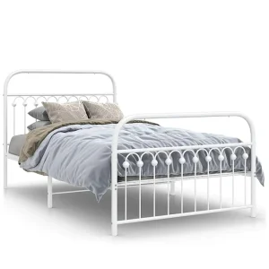 Bedframe met hoofd- en voeteneinde metaal wit 107×203 cm Bedframe met hoofd- en voeteneinde metaal wit 107×203 cm