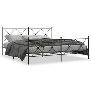 Bedframe met hoofd- en voeteneinde metaal zwart 183×213 cm Bedframe met hoofd- en voeteneinde metaal zwart 183×213 cm