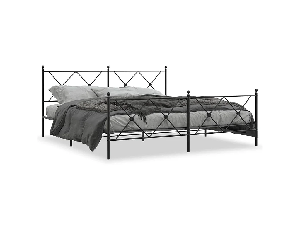 Bedframe met hoofd- en voeteneinde metaal zwart 183x213 cm