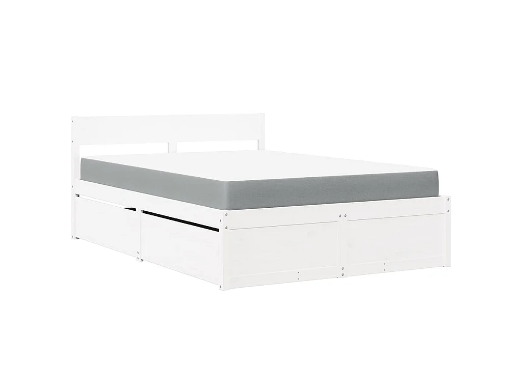 Bed met lades en matras massief grenenhout wit 120x190 cm