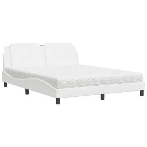 Bed met matras "Zadar" kunstleer wit 160×200 cm