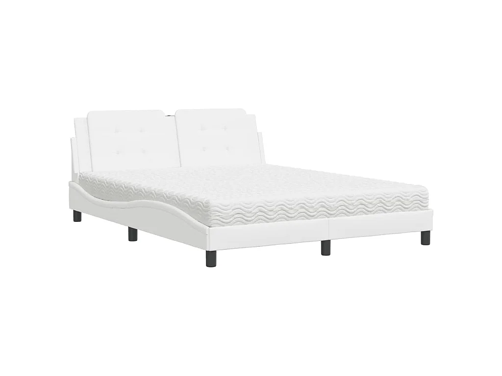 Bed met matras "Zadar" kunstleer wit 160x200 cm