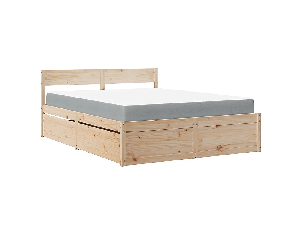 Bed met lades en matras massief grenenhout 160x200 cm