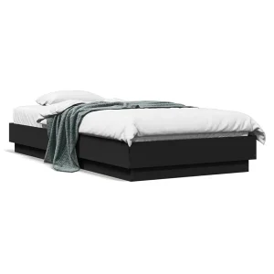 Bedframe bewerkt hout zwart 75×190 cm Bedframe bewerkt hout zwart 75×190 cm