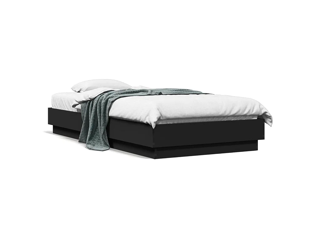 Bedframe bewerkt hout zwart 75x190 cm