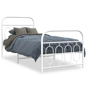 Bedframe met hoofd- en voeteneinde metaal wit 80×200 cm Bedframe met hoofd- en voeteneinde metaal wit 80×200 cm