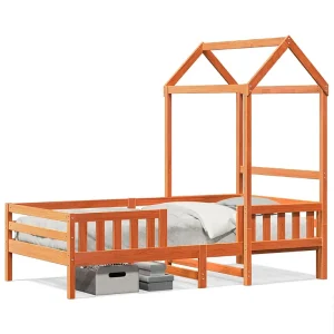 Bedframe met huisje massief grenenhout wasbruin 90×200 cm