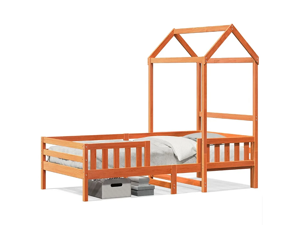 Bedframe met huisje massief grenenhout wasbruin 90x200 cm