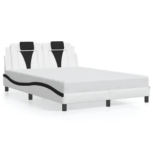Bedframe "Viana" zonder matras kunstleer wit en zwart 140×190 cm