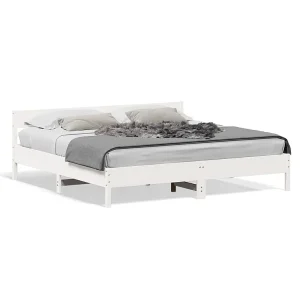 Bedframe zonder matras massief grenenhout wit 180×200 cm Bedframe zonder matras massief grenenhout wit 180×200 cm