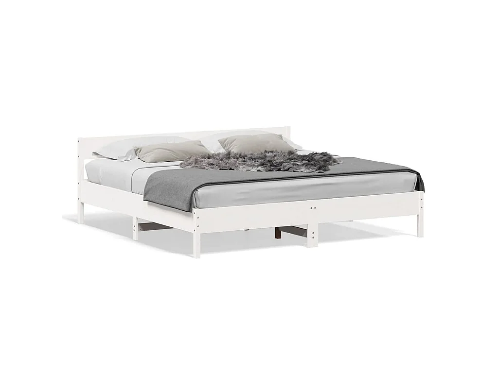 Bedframe zonder matras massief grenenhout wit 180x200 cm
