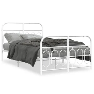 Bedframe met hoofd- en voeteneinde metaal wit 120×200 cm Bedframe met hoofd- en voeteneinde metaal wit 120×200 cm