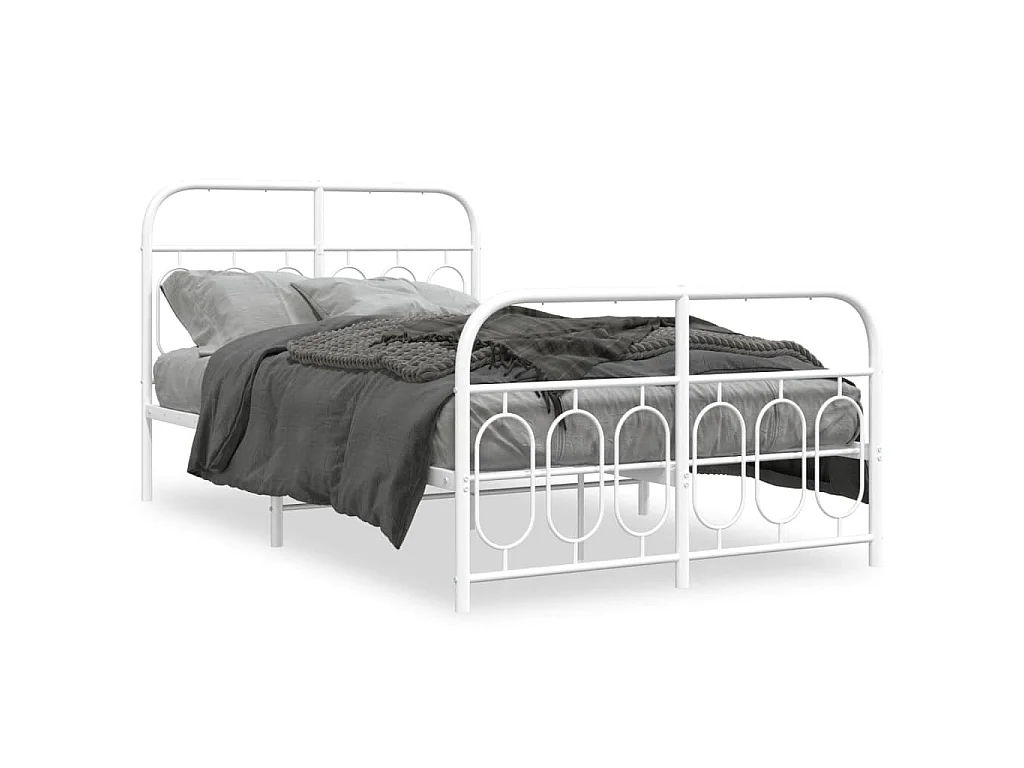 Bedframe met hoofd- en voeteneinde metaal wit 120x200 cm