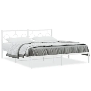 Bedframe met hoofdbord metaal wit 183×213 cm Bedframe met hoofdbord metaal wit 183×213 cm