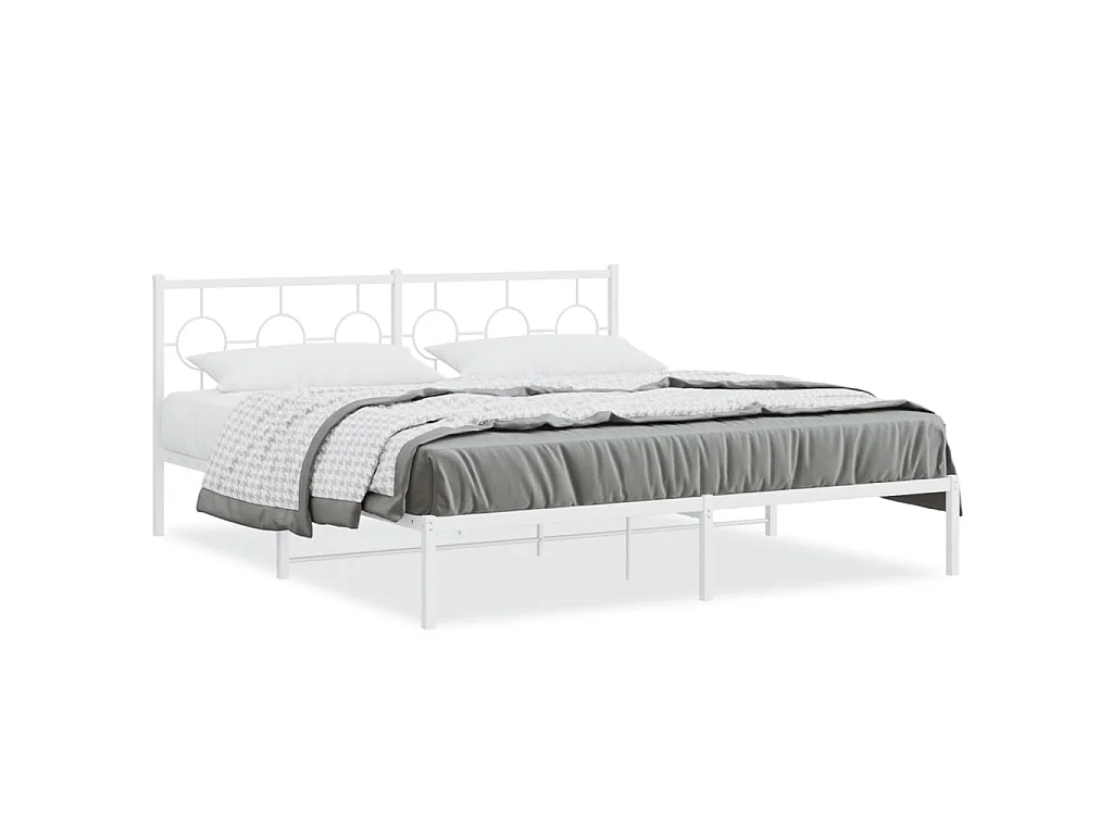 Bedframe met hoofdbord metaal wit 183x213 cm