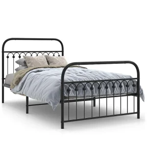 Bedframe met hoofd- en voeteneinde metaal zwart 107×203 cm Bedframe met hoofd- en voeteneinde metaal zwart 107×203 cm
