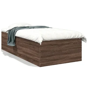 Bedframe bewerkt hout bruin eikenkleur 75×190 cm Bedframe bewerkt hout bruin eikenkleur 75×190 cm