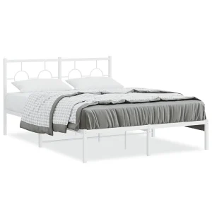 Bedframe met hoofdbord metaal wit 140×190 cm Bedframe met hoofdbord metaal wit 140×190 cm