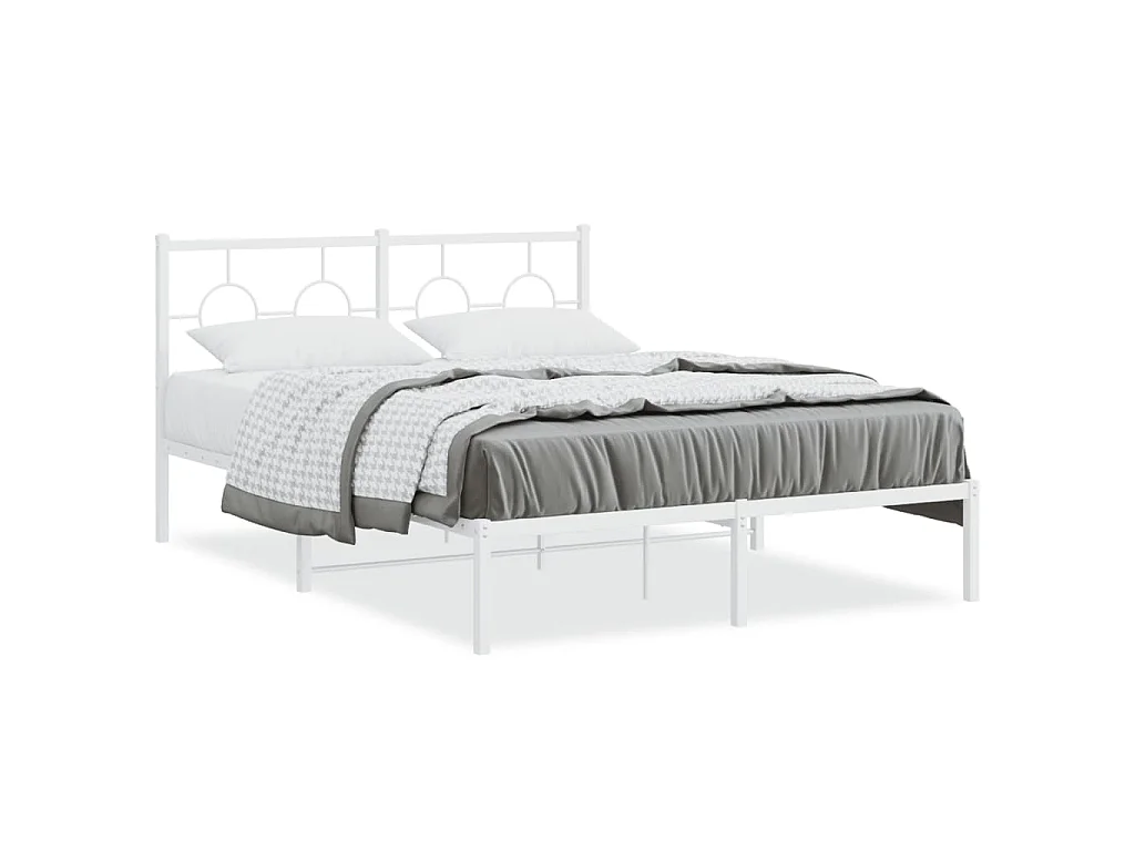 Bedframe met hoofdbord metaal wit 140x190 cm