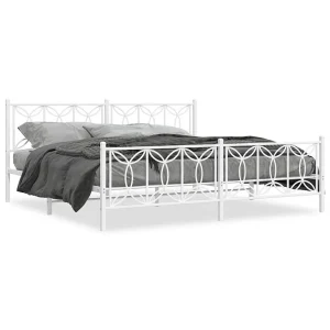 Bedframe met hoofd- en voeteneinde metaal wit 200×200 cm