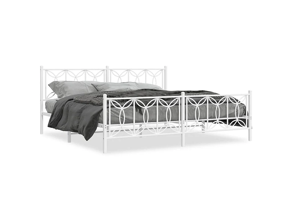 Bedframe met hoofd- en voeteneinde metaal wit 200x200 cm