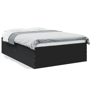 Bedframe bewerkt hout zwart 135×190 cm