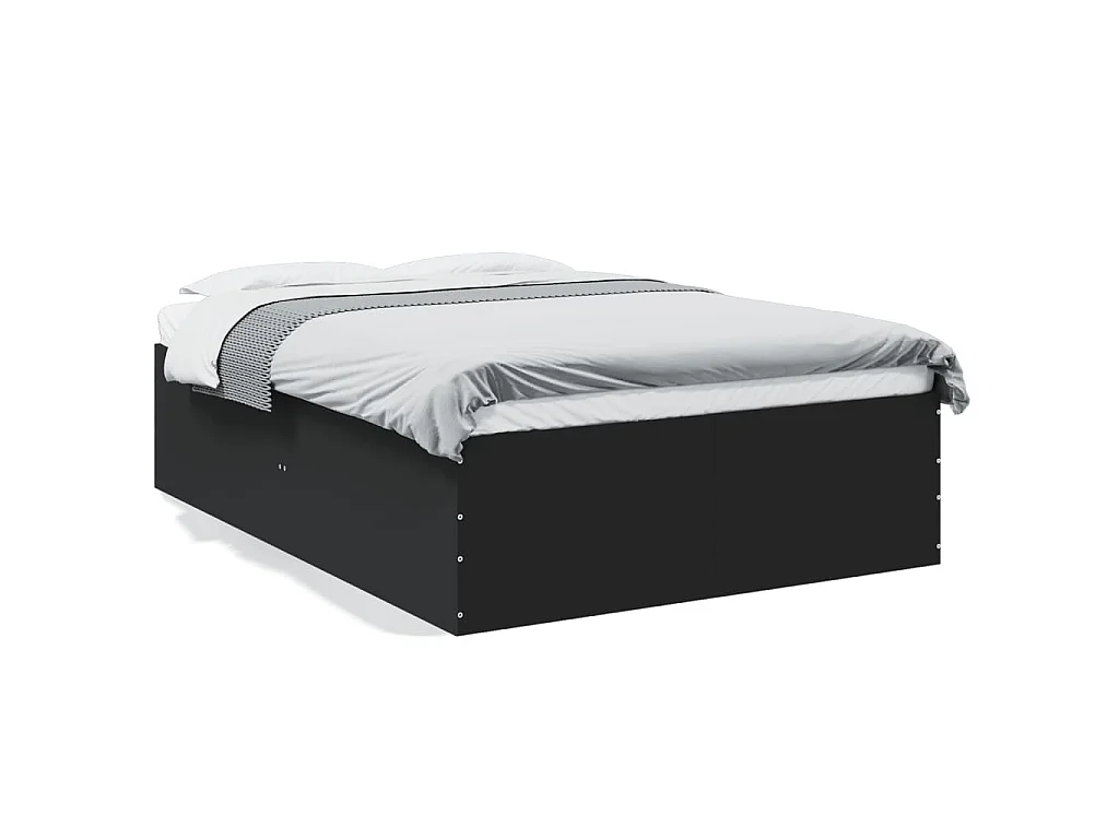 Bedframe bewerkt hout zwart 135x190 cm