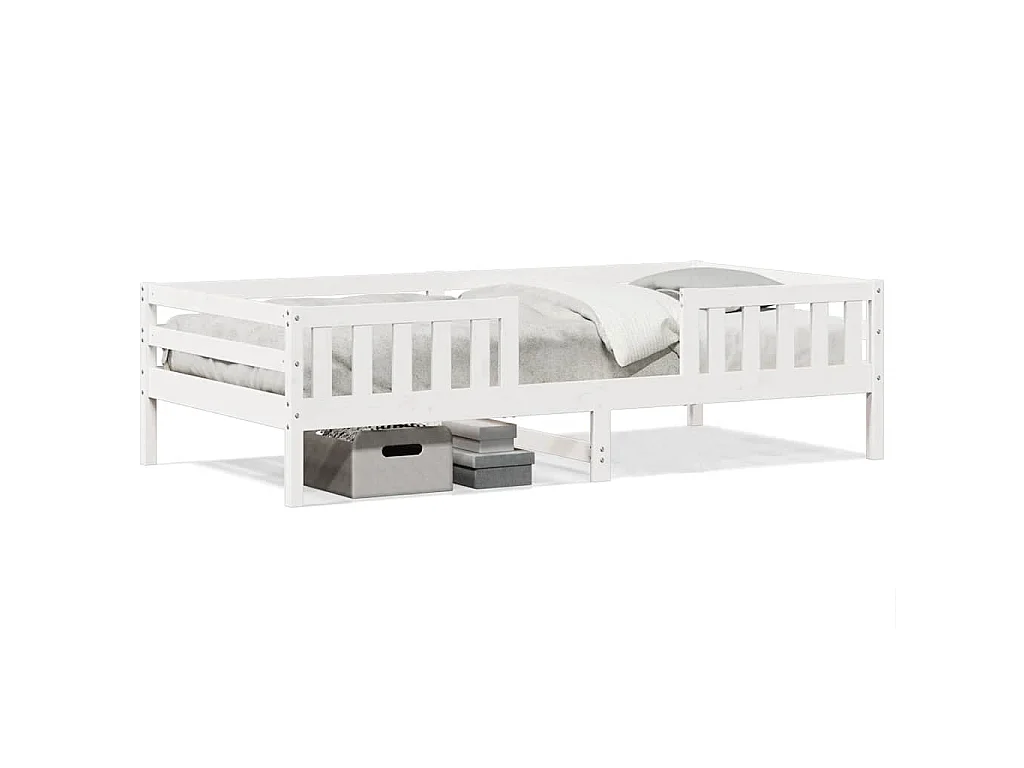 Bedframe zonder matras massief grenenhout wit 75x190 cm