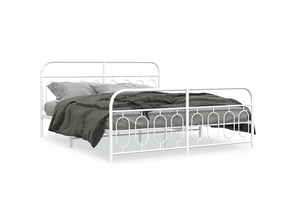 Bedframe met hoofd- en voeteneinde metaal wit 183x213 cm