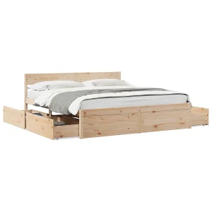 Bedframe zonder matras massief grenenhout 200×200 cm Bedframe zonder matras massief grenenhout 200×200 cm