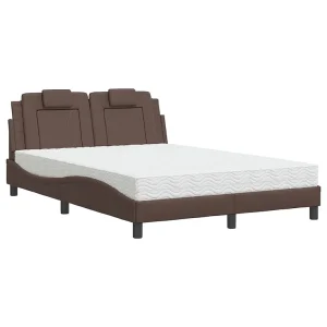 Bed "Viana" met matras kunstleer bruin 140×190 cm Bed "Viana" met matras kunstleer bruin 140×190 cm