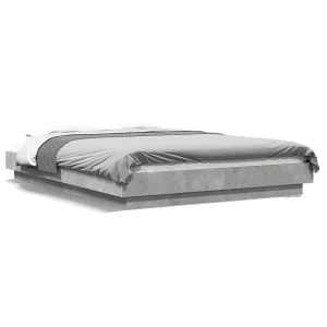Bedframe met LED-verlichting bewerkt hout betongrijs 120×190 cm Bedframe met LED-verlichting bewerkt hout betongrijs 120×190 cm