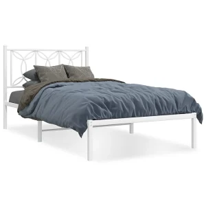 Bedframe met hoofdbord metaal wit 107×203 cm Bedframe met hoofdbord metaal wit 107×203 cm