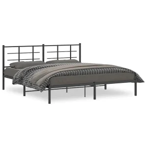 Bedframe met hoofdbord metaal zwart 183×213 cm Bedframe met hoofdbord metaal zwart 183×213 cm