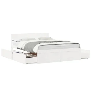 Bedframe zonder matras massief grenenhout wit 160×200 cm Bedframe zonder matras massief grenenhout wit 160×200 cm