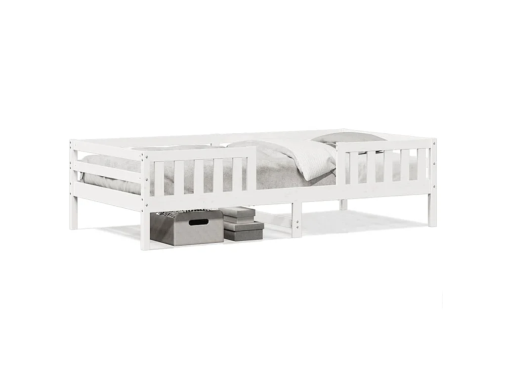 Bedframe zonder matras massief grenenhout wit 90x200 cm