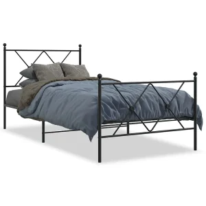 Bedframe met hoofd- en voeteneinde metaal zwart 90×190 cm