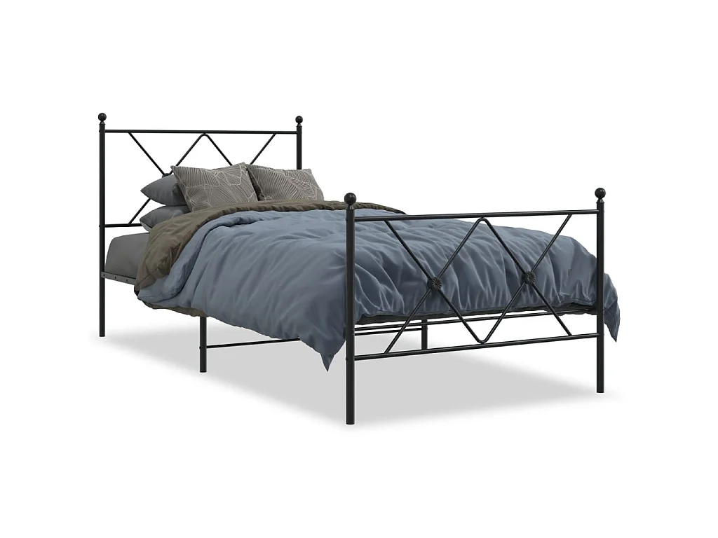Bedframe met hoofd- en voeteneinde metaal zwart 90x190 cm