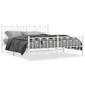 Bedframe met hoofd- en voeteneinde metaal wit 180×200 cm Bedframe met hoofd- en voeteneinde metaal wit 180×200 cm