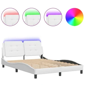 Bedframe met LED zonder matras "Zadar" wit 140×190 cm Bedframe met LED zonder matras "Zadar" wit 140×190 cm