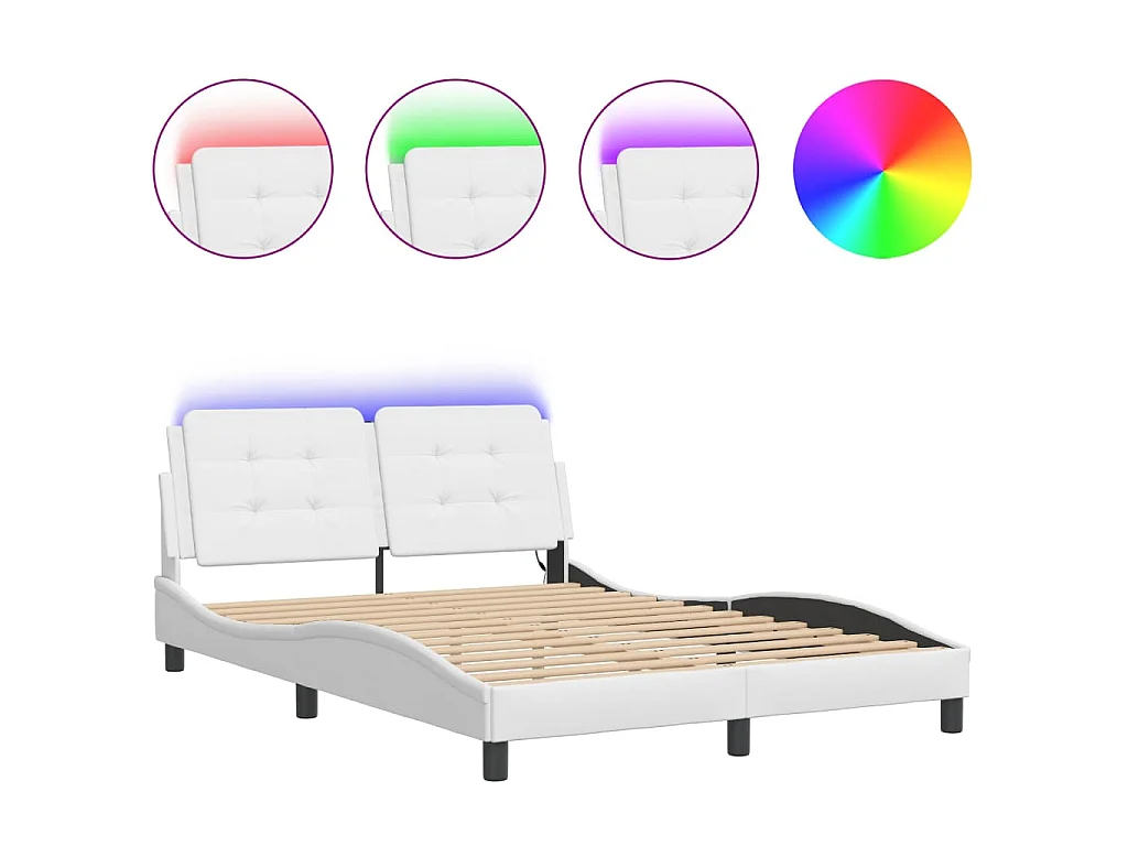Bedframe met LED zonder matras "Zadar" wit 140x190 cm