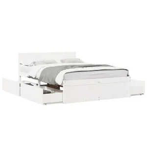 Bedframe zonder matras massief grenenhout wit 140×190 cm Bedframe zonder matras massief grenenhout wit 140×190 cm