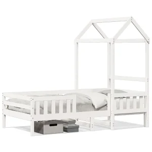 Bedframe met huisje massief grenenhout wit 80×200 cm