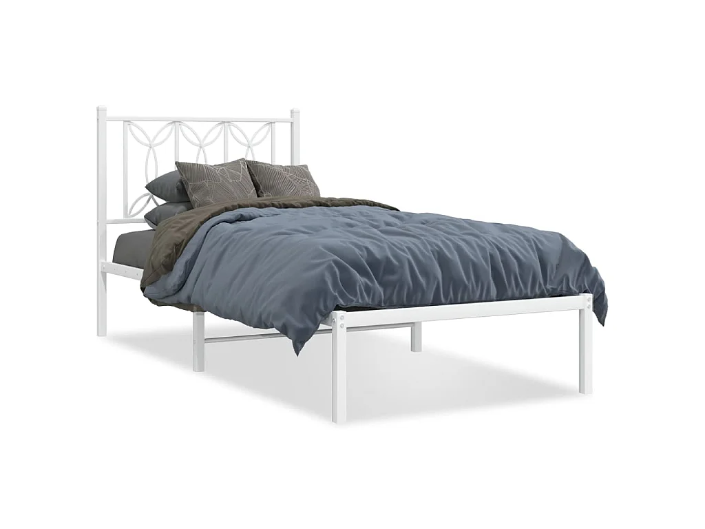 Bedframe met hoofdbord zonder matras metaal wit 75x190 cm