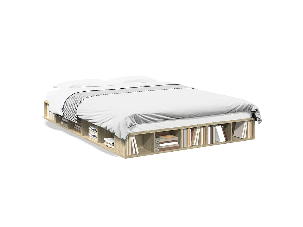 Bedframe bewerkt hout sonoma eikenkleurig 140x200 cm