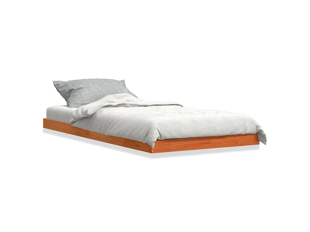 Bedframe massief grenenhout wasbruin 90x200 cm