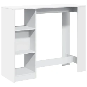 Bartafel met schap 124x46x103,5 cm bewerkt hout wit Bartafel met schap 124x46x103,5 cm bewerkt hout wit